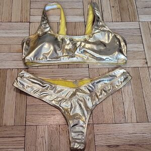 Gold Metallic Bikini Set